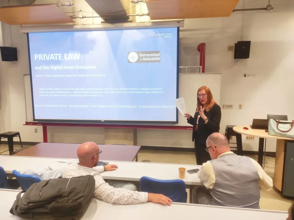 Marina Echebarría Sáenz durante su intervención «Private Law and the Digital-Asset Ecosystem»