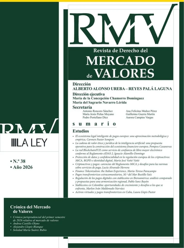 Nº 38 de la Revista de Derecho del Mercado de Valores, disponible en acceso abierto.